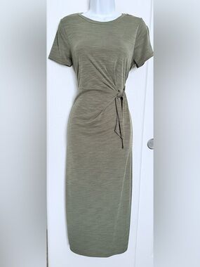 Nicole Miller Olive Knot-Side Midi Dress